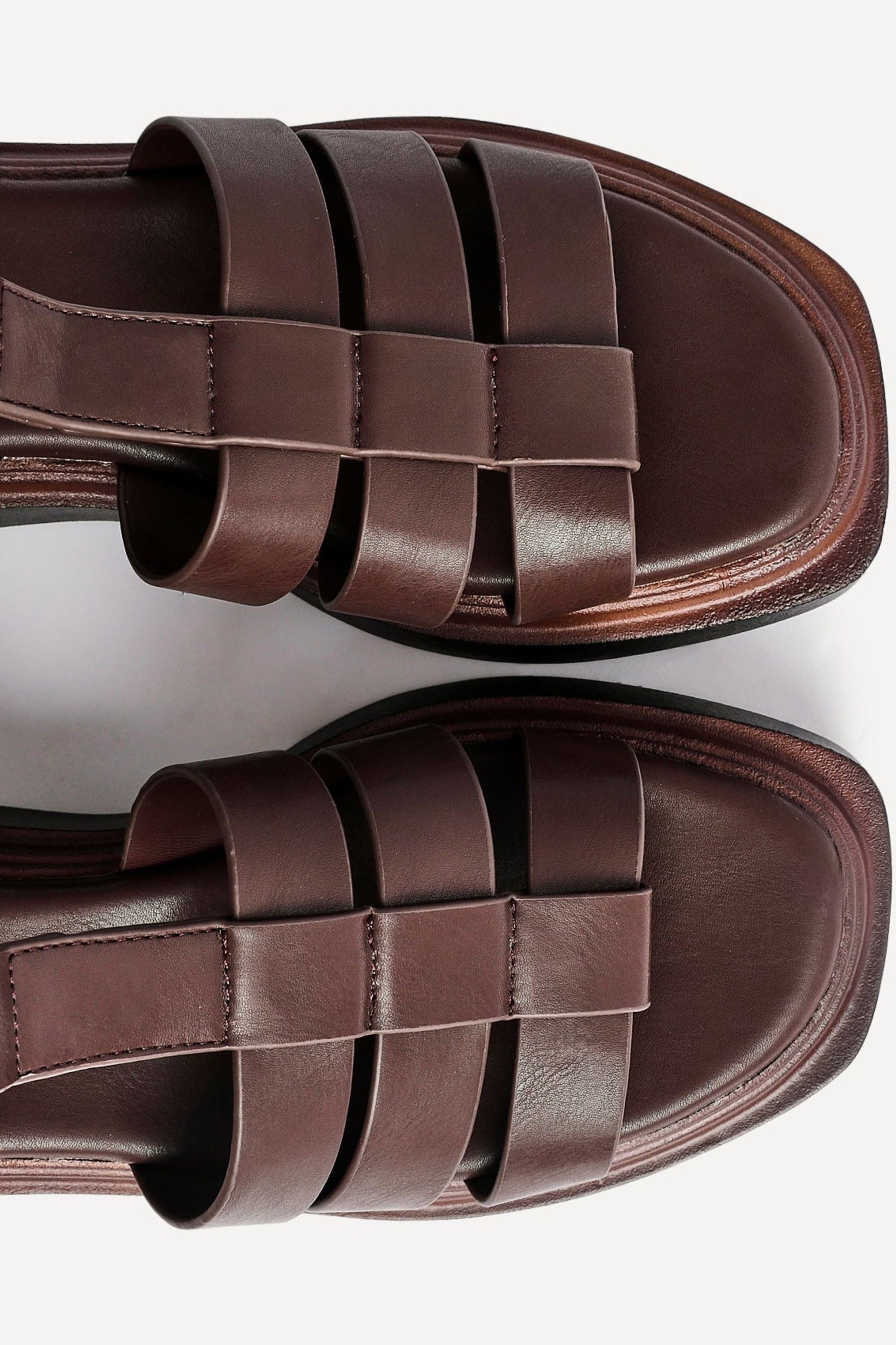 Linzi Vault Brown Faux Leather Gladiator Style Flatform Sandals image 5