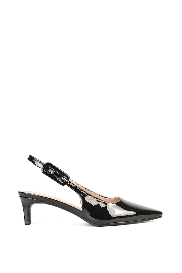 XY London 'Kelly' Low Kitten Heel Slingback Pointed Toe Court Shoes