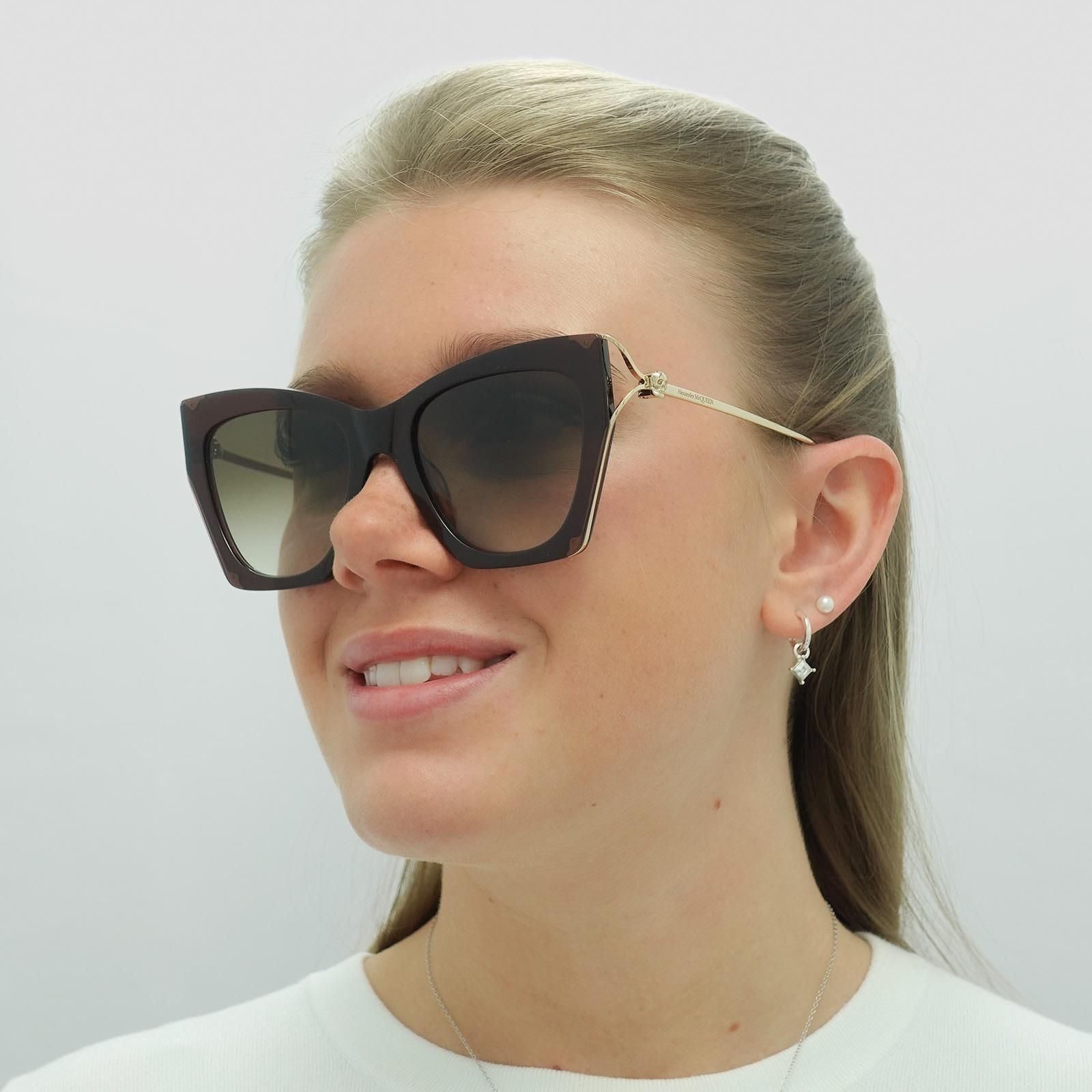 Alexander McQueen Cat Eye Womens Brown Gold Brown Gradient AM0375S image 6