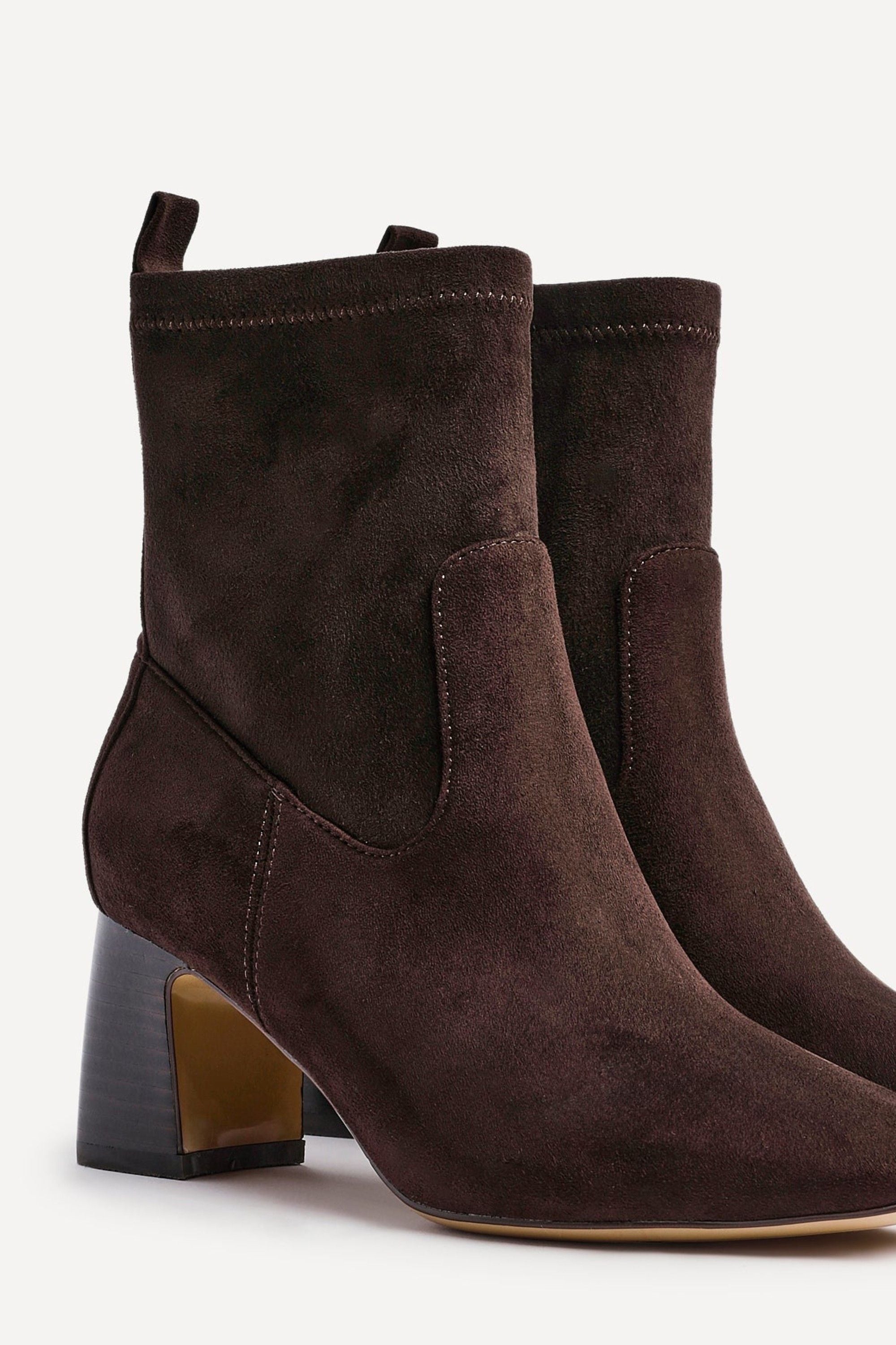 Linzi Francisco Brown Faux Suede Heeled Ankle Boot image 5