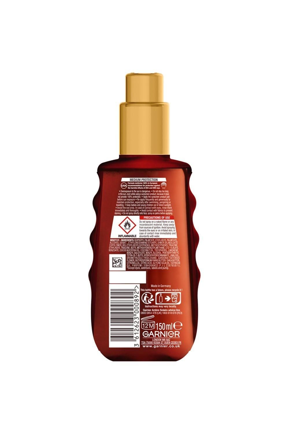 Garnier Ambre Solaire Ideal Bronze Protective Oil SPF20 Sun Cream Spray Multi image 8