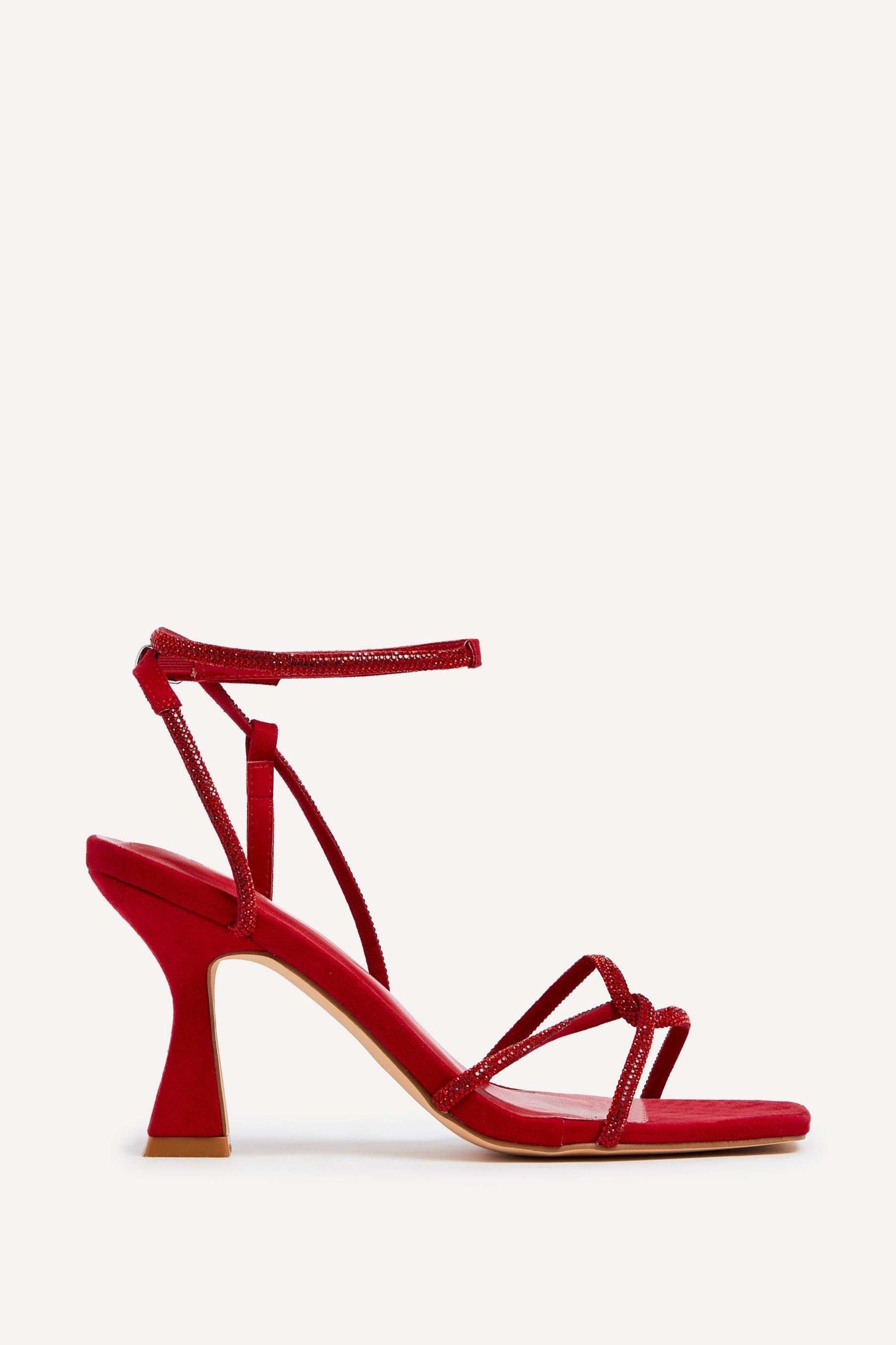 Linzi Entice Red Faux Suede Diamante Embellishes Strappy Heel image 1