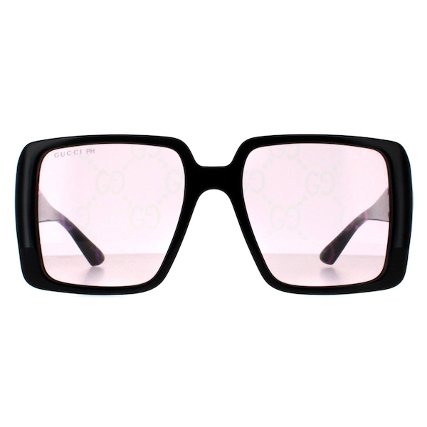 Gucci Square Black with Gold Dusky Pink w Logo Mirror Photochromic GG1692S