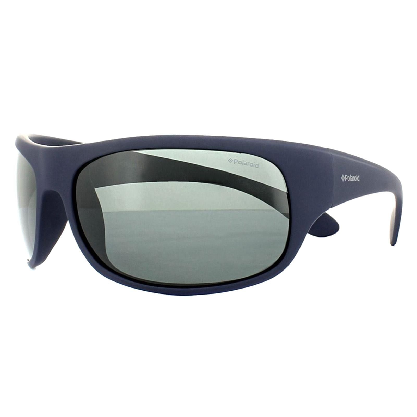 Polaroid Sport Wrap Matt Dark Blue Grey Polarized Sunglasses image 2