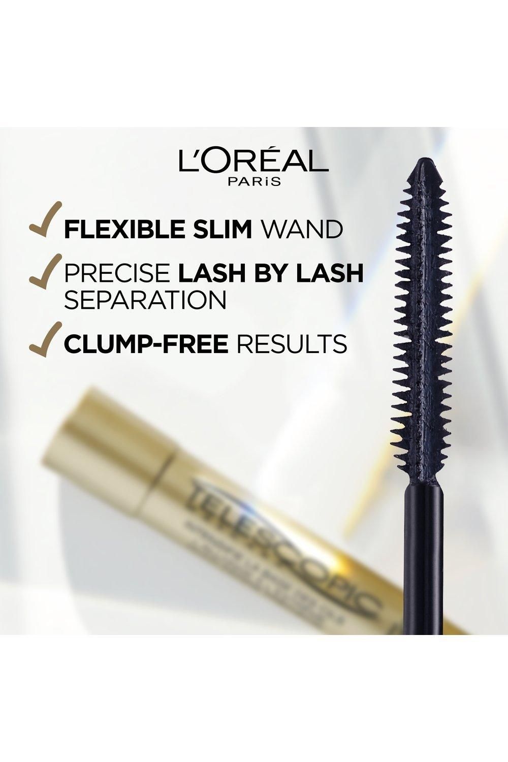 L'Oréal Paris Telescopic Mascara Extra Black, precise application for up to 60% longer looking lashes Magnetic Black image 5