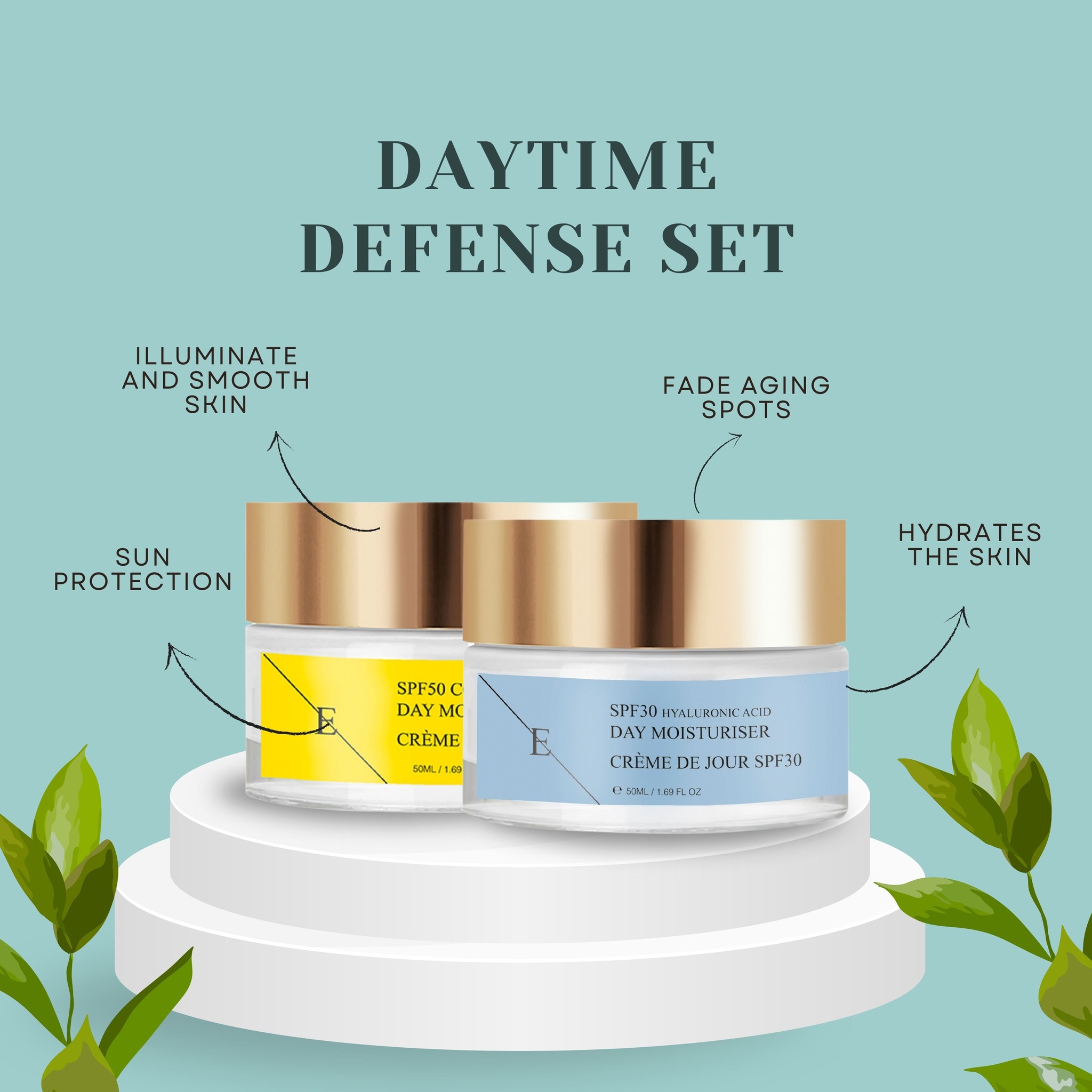 Erth Skin London Daily Defense Duo SPF 30 Hyaluronic Acid Day Cream 50ml + SPF 50 Collagen Day Cream 50ml image 3