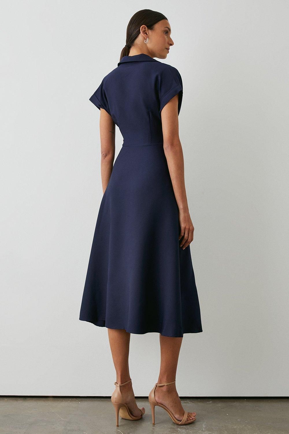 Principles Front Tie Shirt Midi Dress Navy image 4