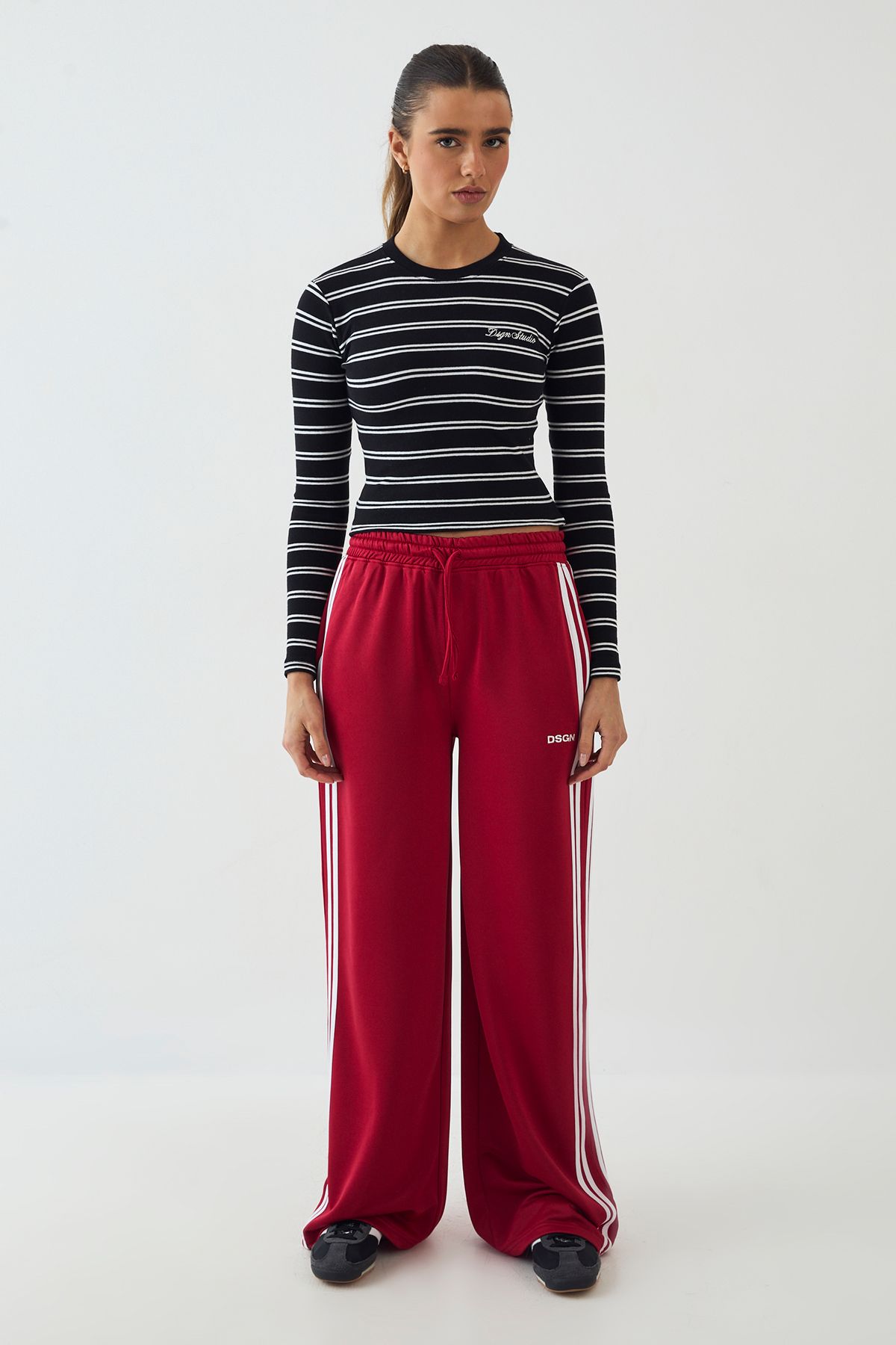 DSGN Studio DSGN Studio Tricot Side Stripe Straight Leg Jogger Red image 5