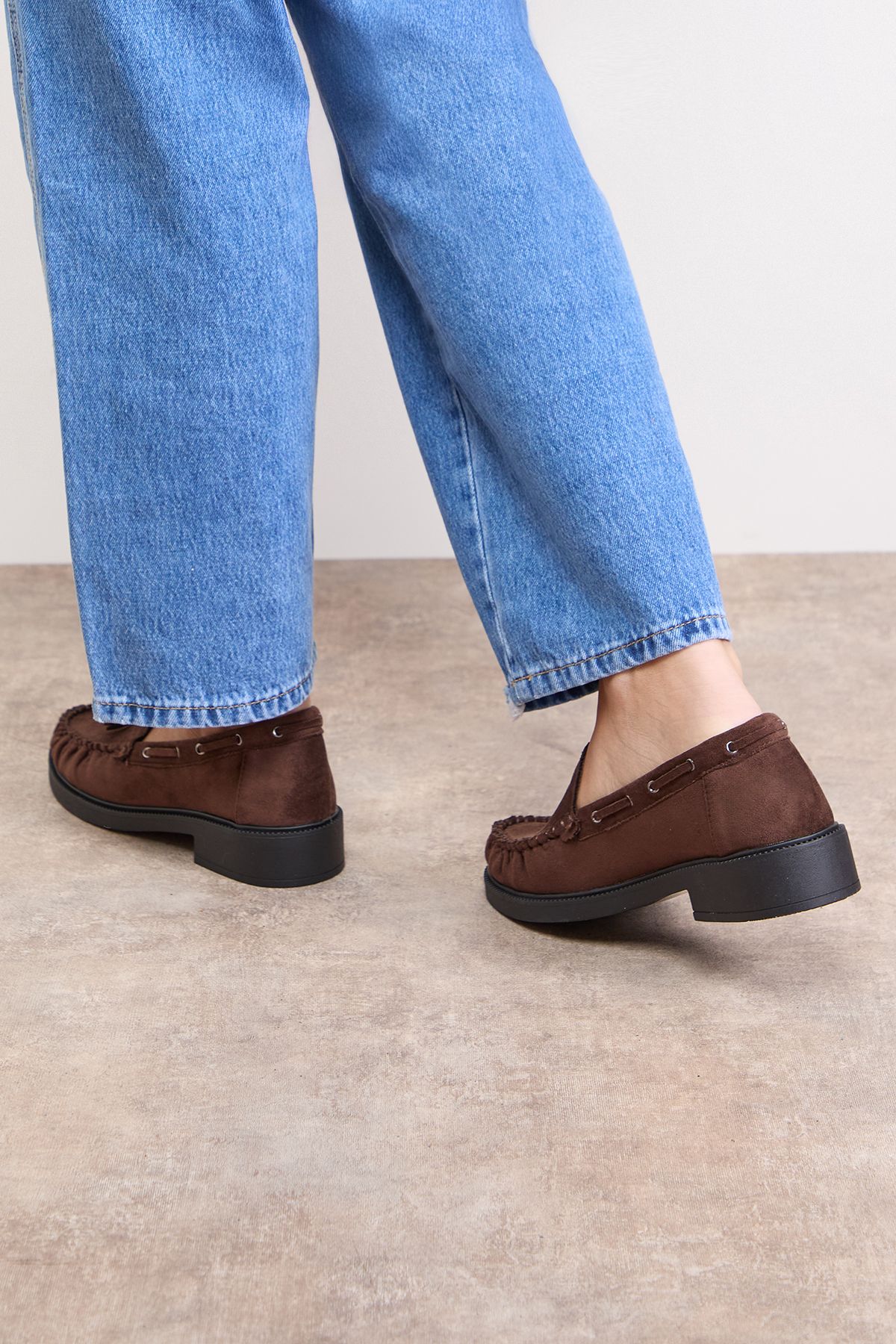 Oasis Estella Faux Suede Boat Shoe Loafers Chocolate image 4