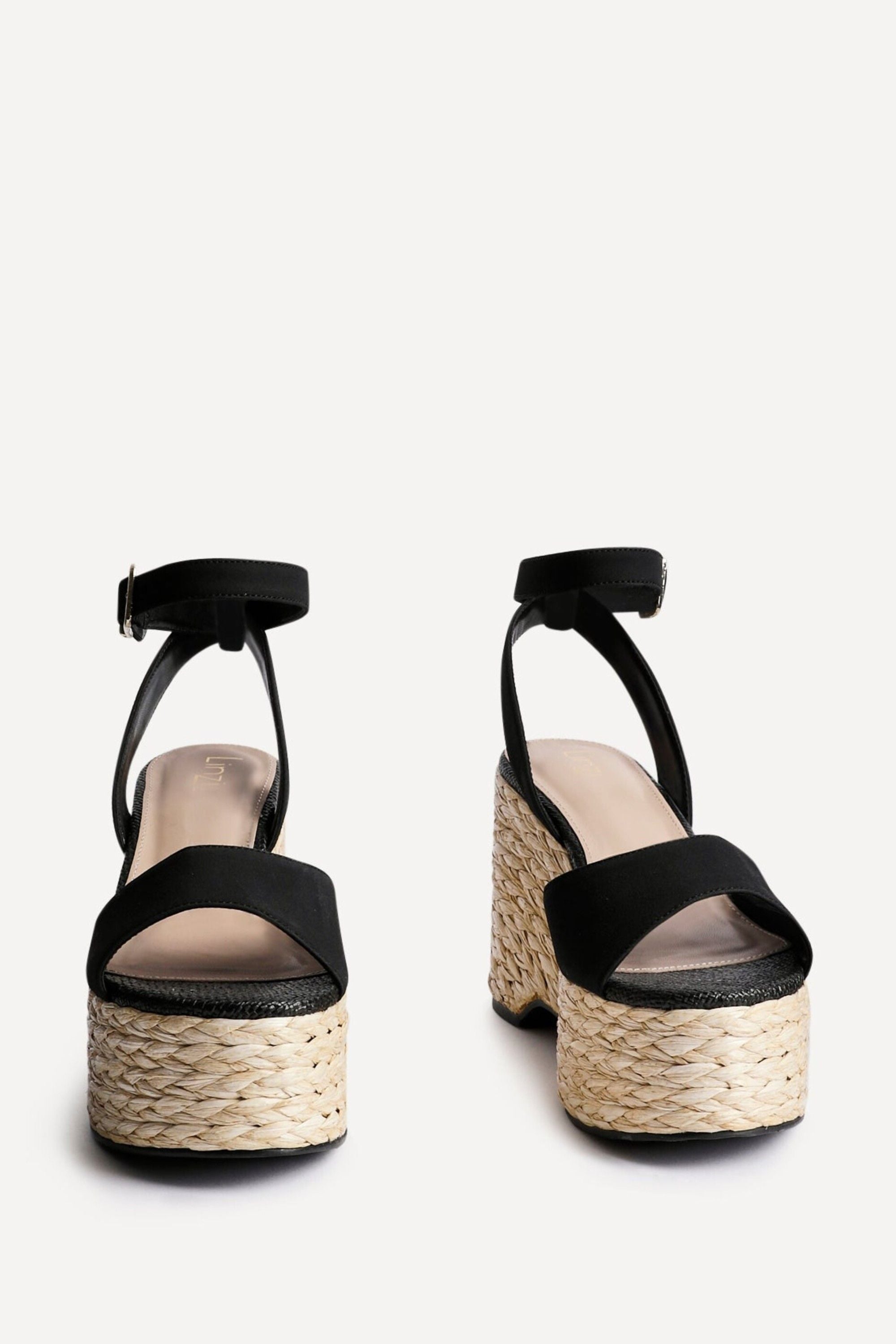 Linzi Pacific Black Faux Suede Espadrille Platform Wedge image 3