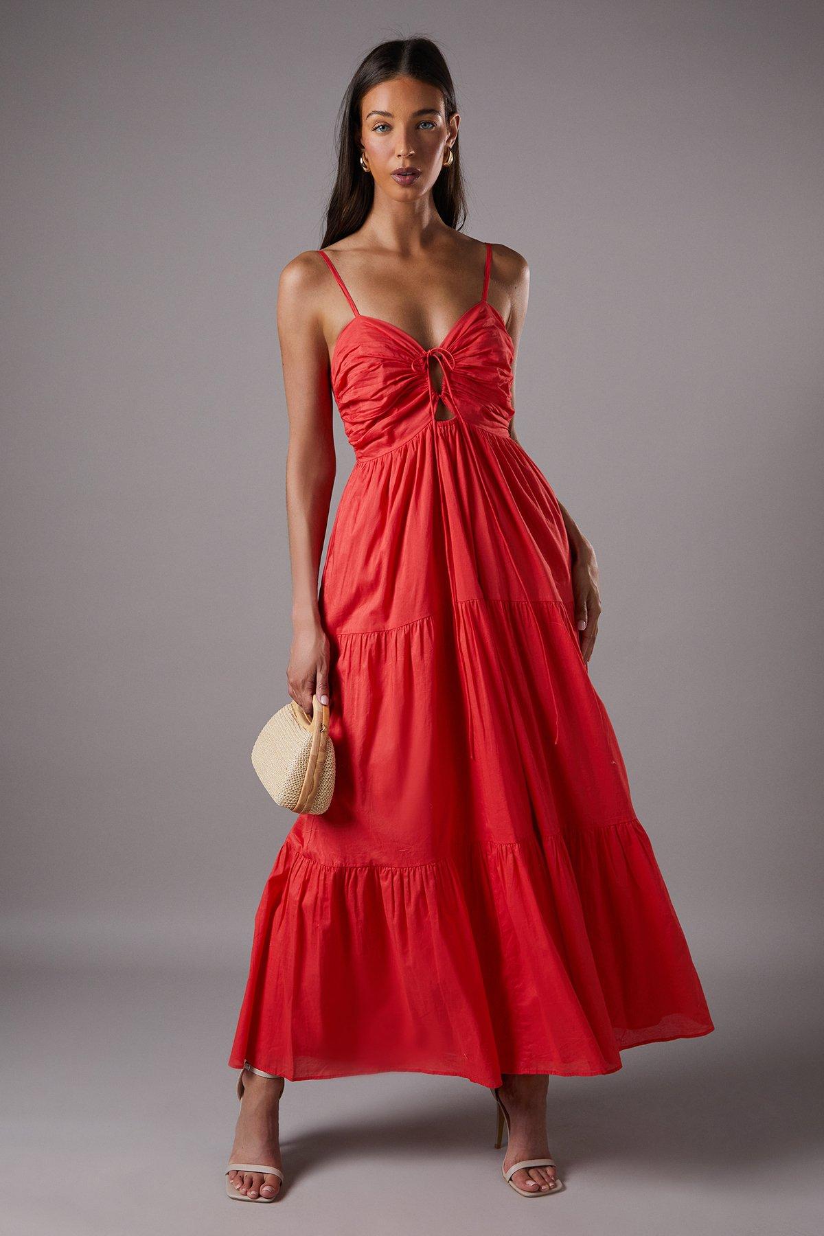 Coast Double Strap Cut Out Maxi Dress Red image 1