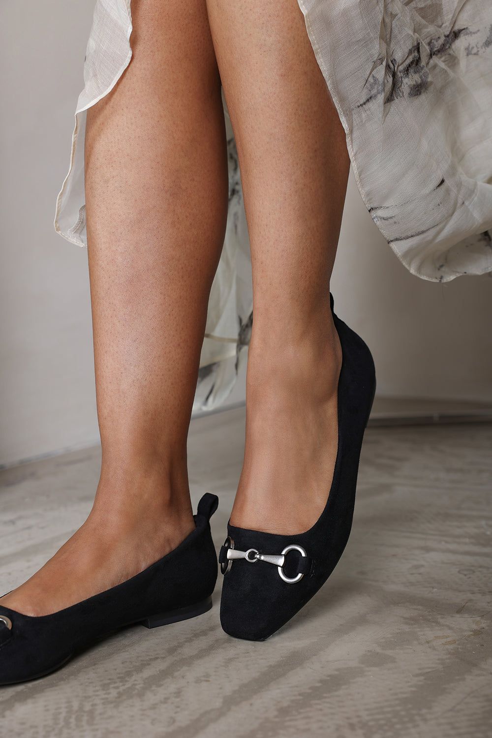 Where's That From 'Lauren' Suede Ballet Flats With Front Buckle Detail image 1