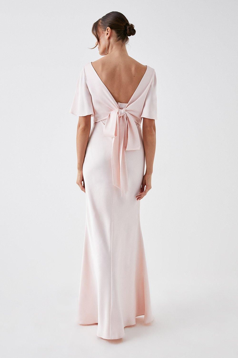 Coast Tie Back Satin Back Crepe Bridesmaid Dress Blush image 3