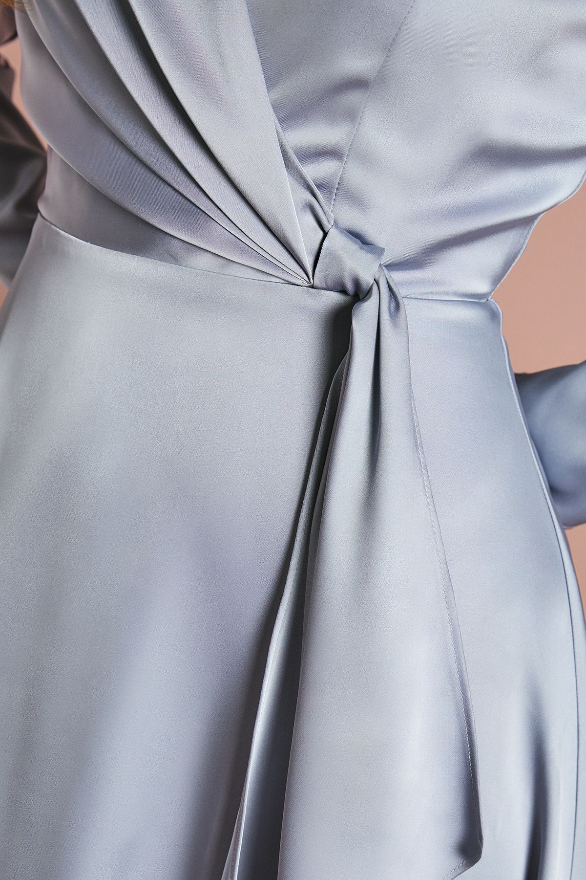 Coast Long Sleeve Waterfall Satin Midi Dress Light Blue image 5