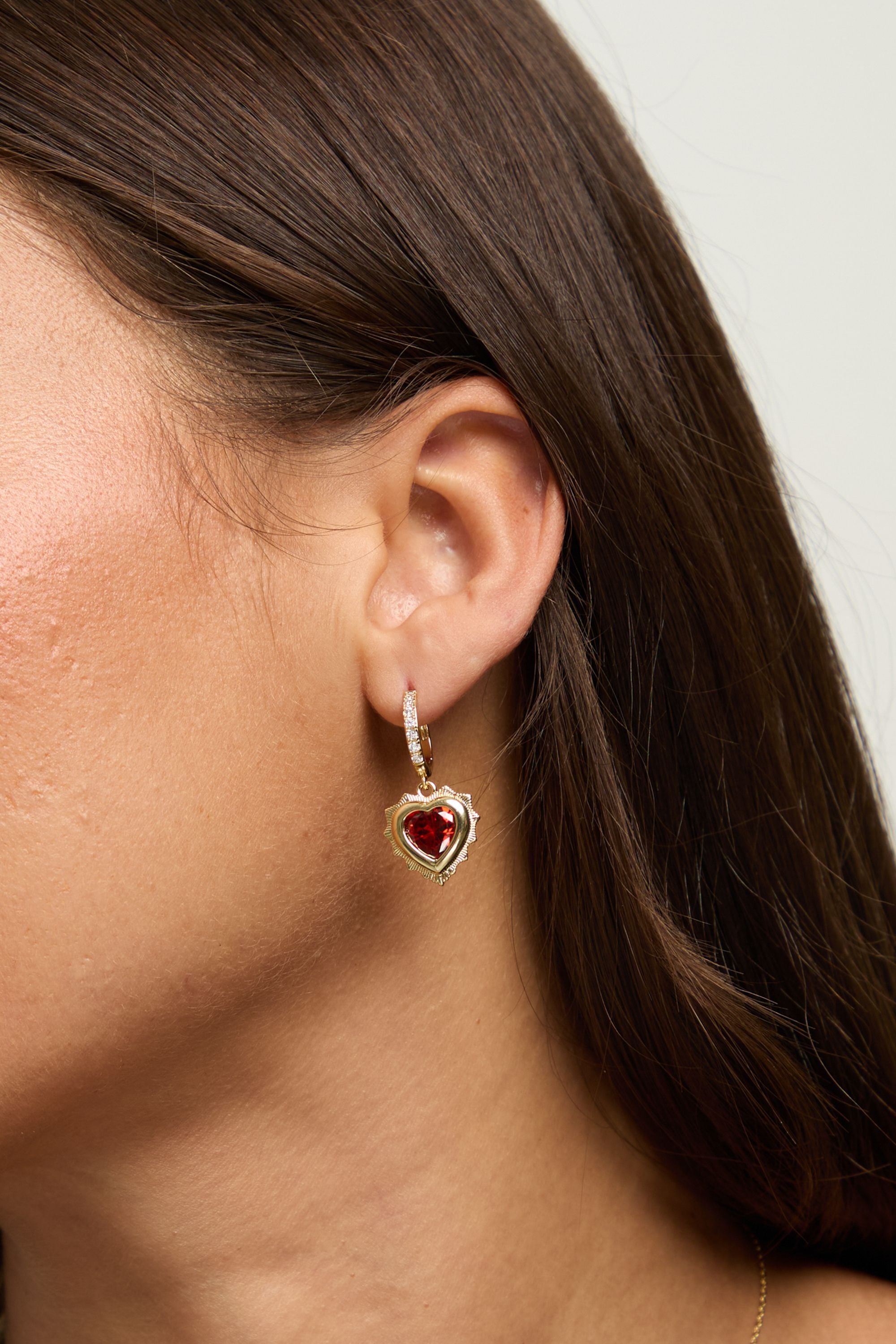 Jon Richard 14Ct Real Gold Plated Heart Birthstone Huggie Earrings - January image 3