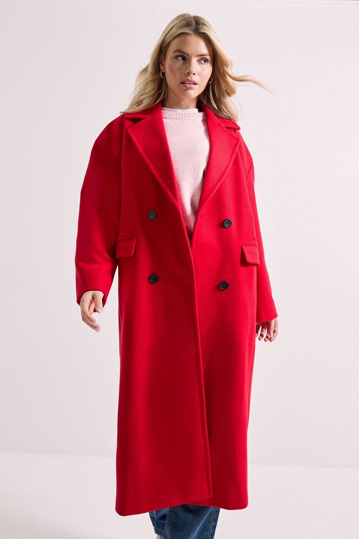 Dorothy Perkins Relaxed Buttoned Midi Coat Red image 2