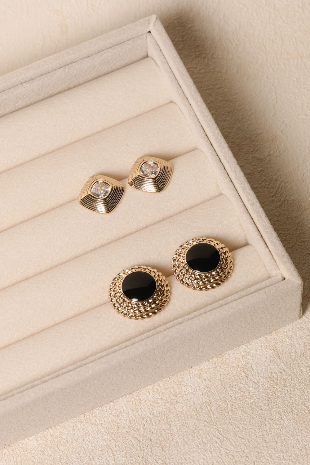 Jon Richard Gold Plated And Jet Enamel Round Earrings image 5