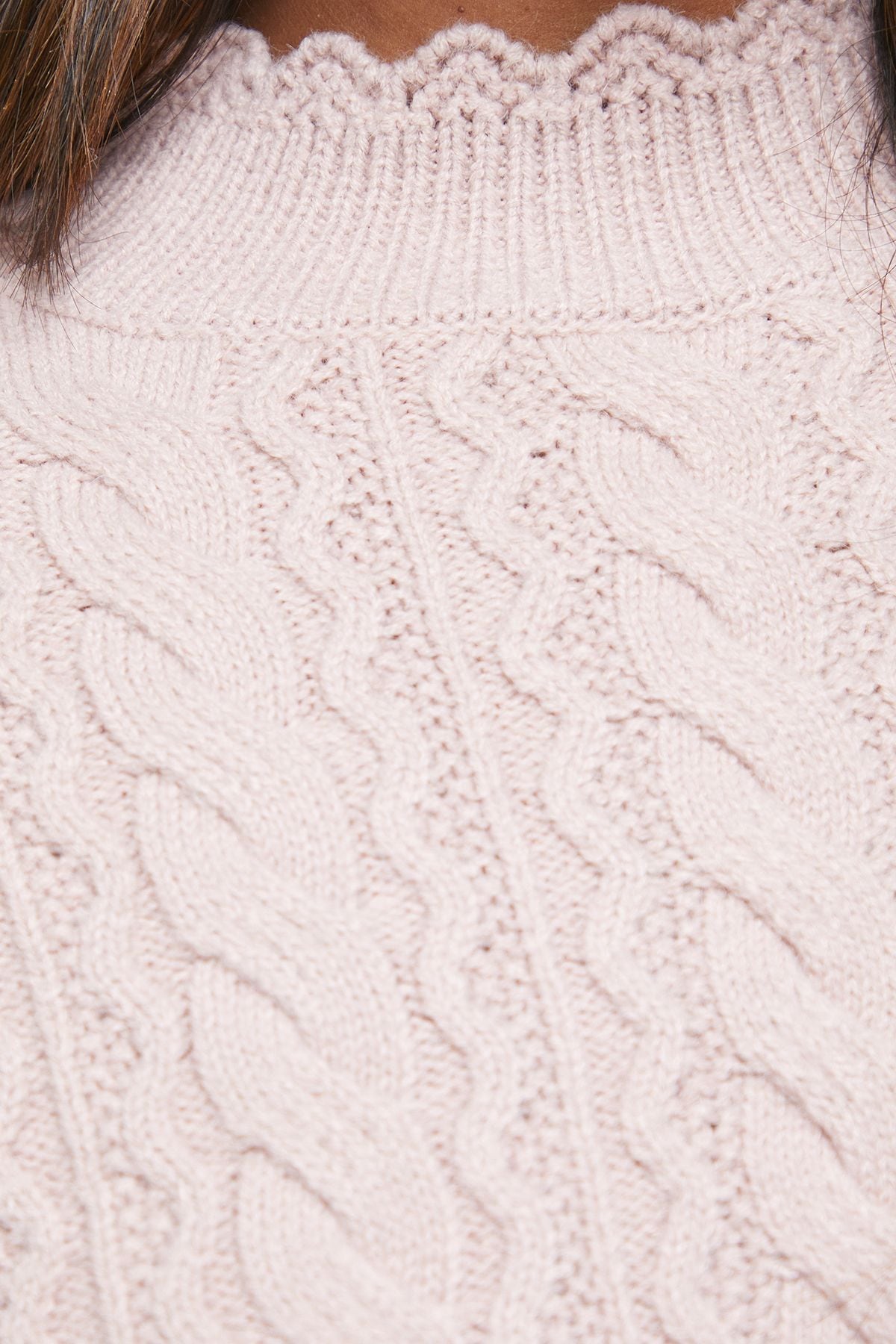 Oasis Wavy Cable Detail Scalloped Neck Jumper Rose image 5