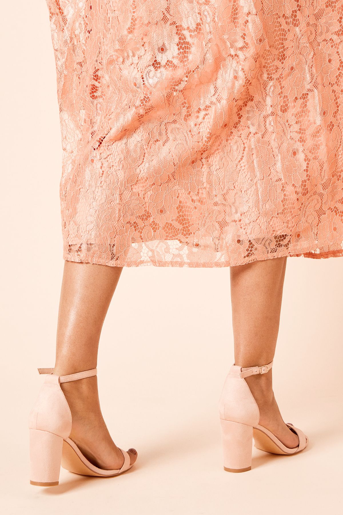 Dorothy Perkins Wide Fit Spark High Block Heel Sandals Blush image 4