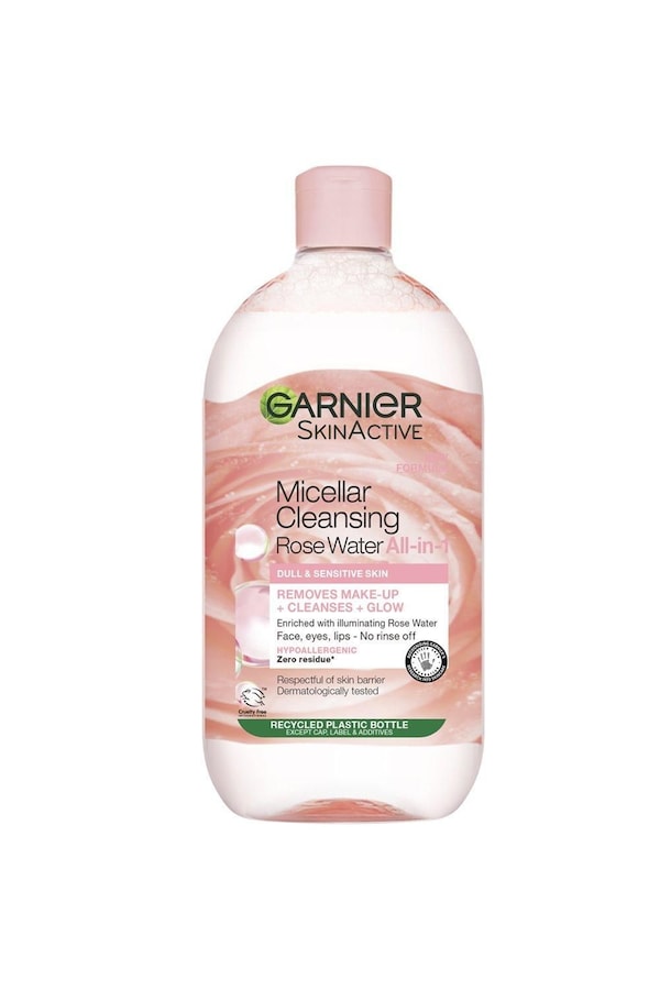 Garnier Micellar Rose Water Facial Cleanser For Dull Skin 700ml, Cleanse & Glow Multi