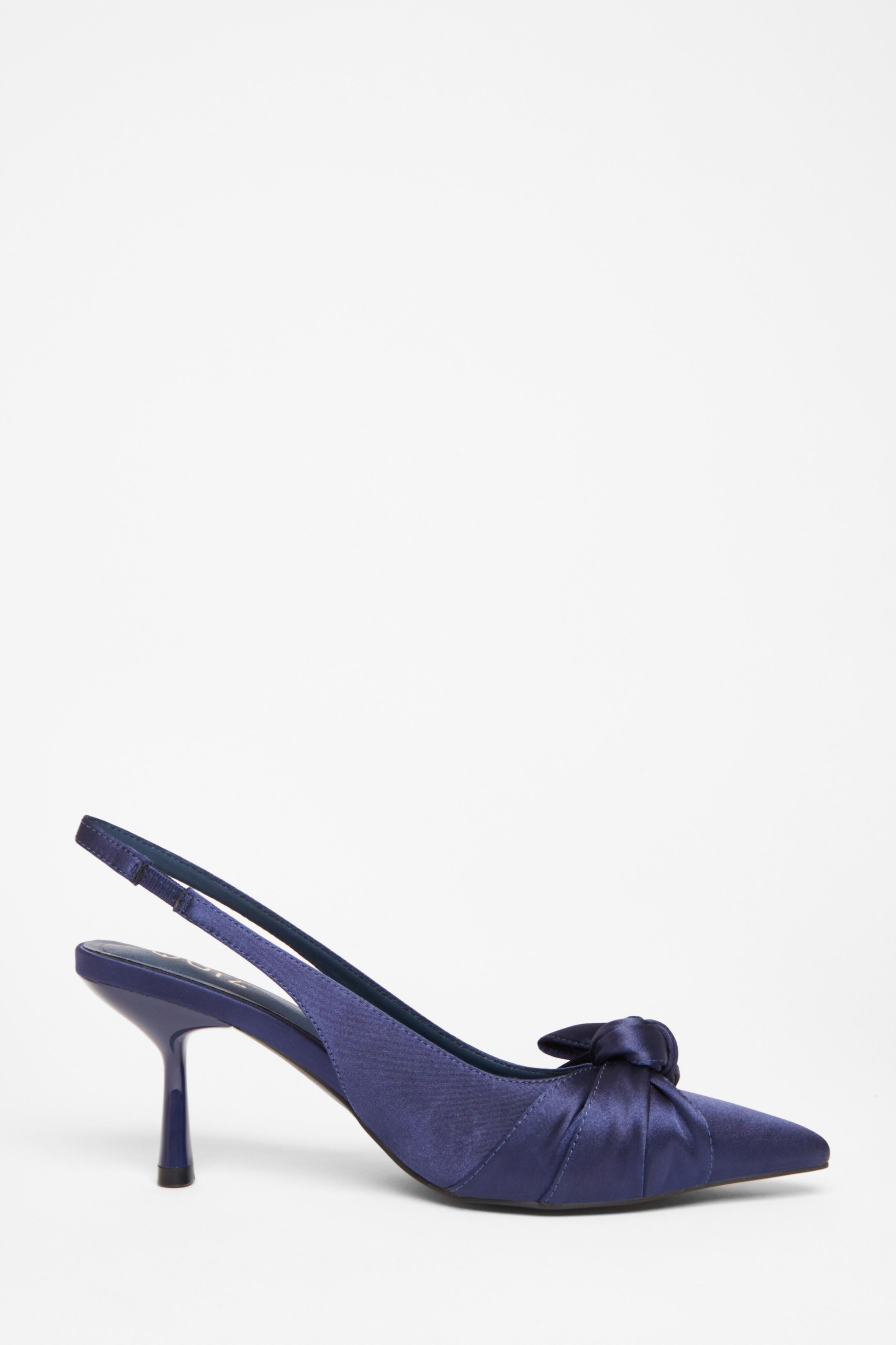 Quiz Navy Sling Back Bow Heels image 5