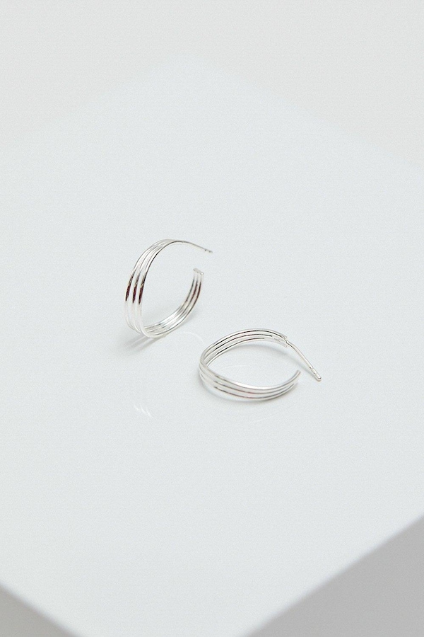 Simply Silver Sterling Silver 925 Fine Triple Row Hoop Earrings