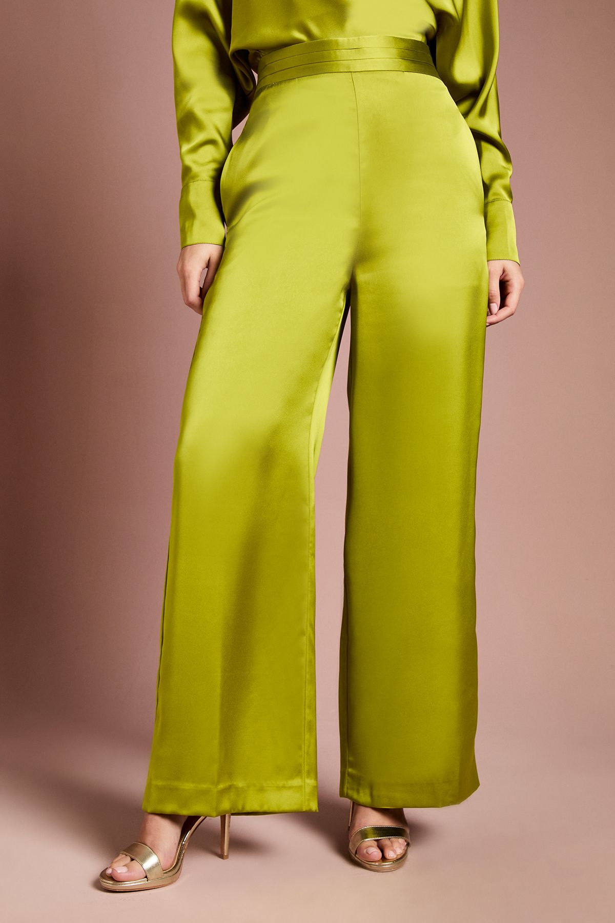 Coast Wide Leg Satin Trouser Co Ord Chartreuse image 2