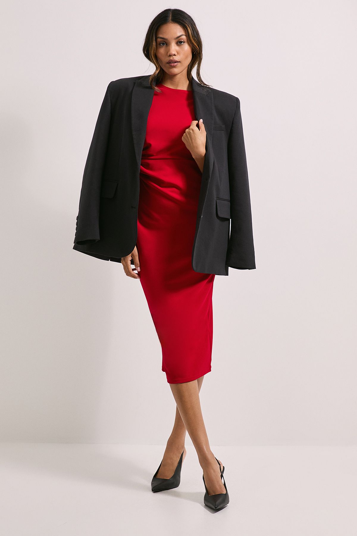 Dorothy Perkins Twist Scuba Midi Dress Red image 2