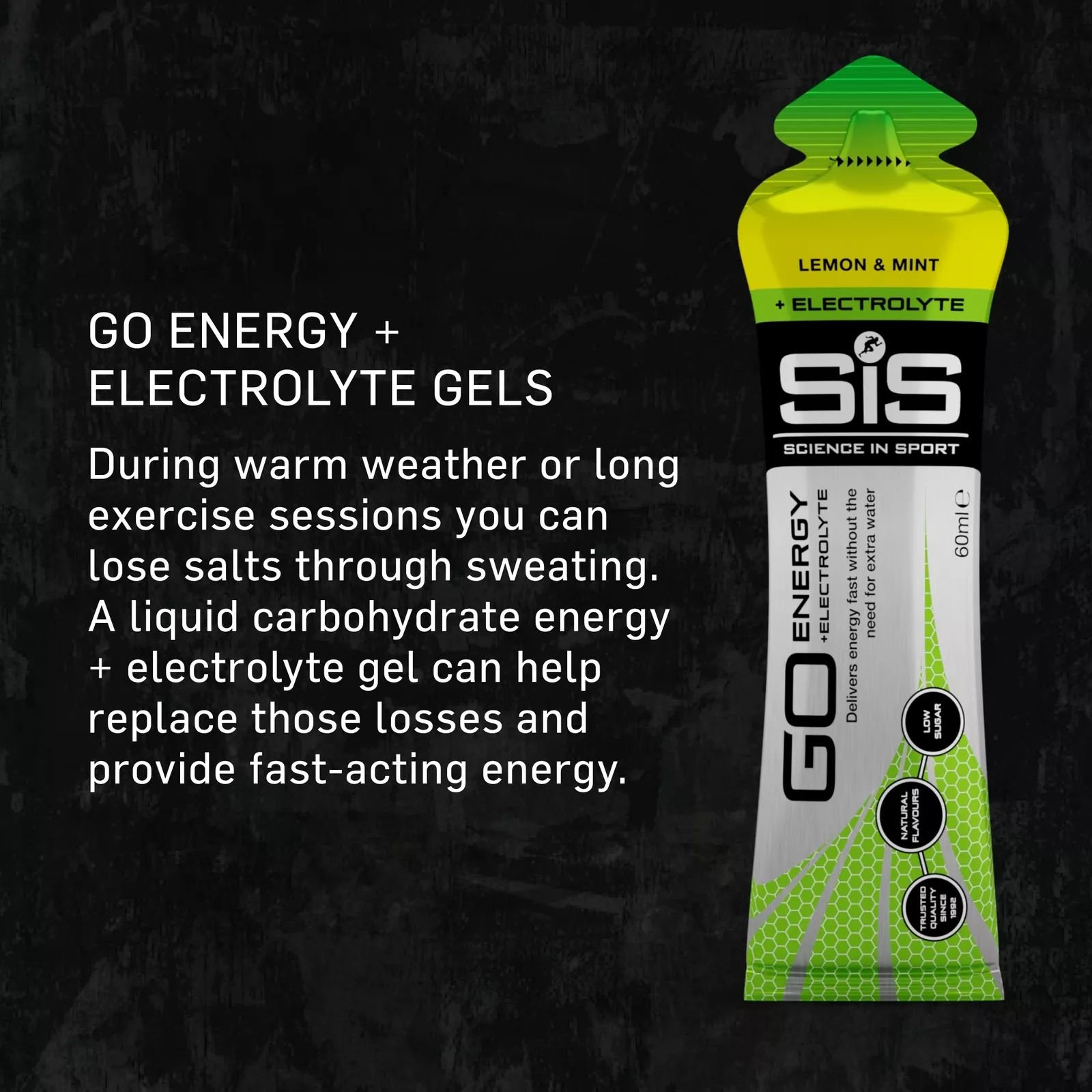 Science in Sport GO Energy + Electrolytes 60ml Gel - Lemon & Mint - 30 Pack image 3