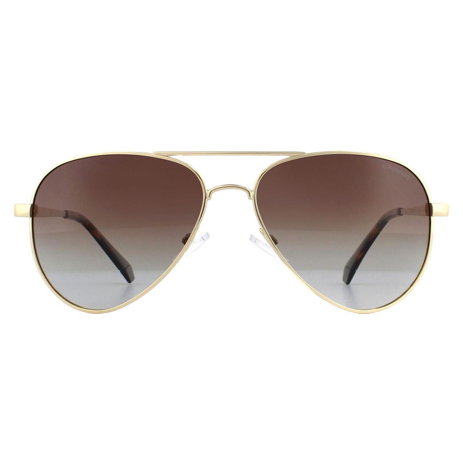 Polaroid Aviator Gold Brown Gradient Polarized Sunglasses image 1