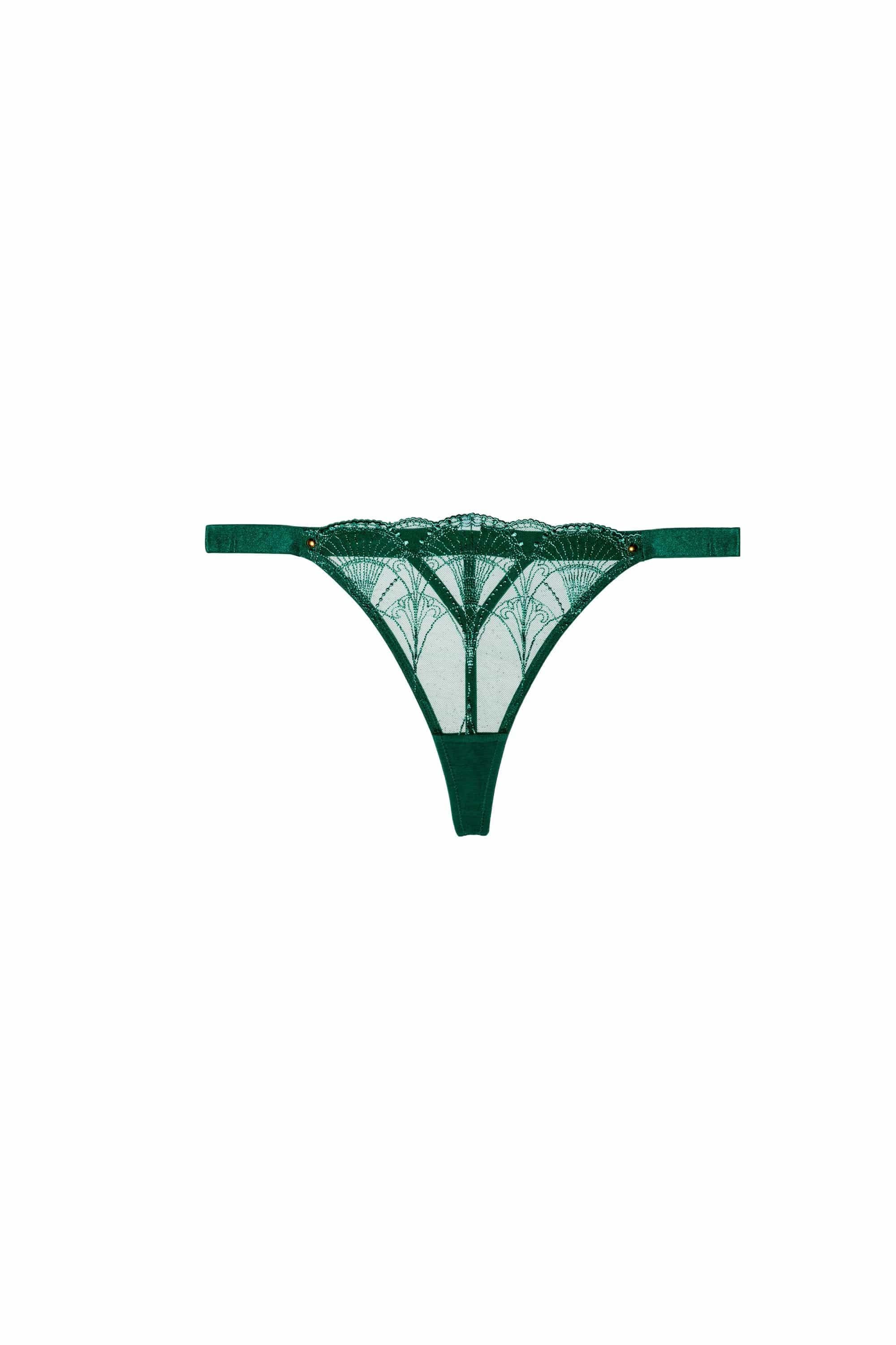 Playful Promises Pip Forest Green Deco Embroidered 'Thong' image 4