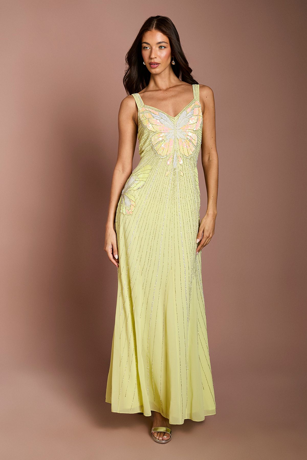 Coast Butterfly Embellished Maxi Dress Yellow
