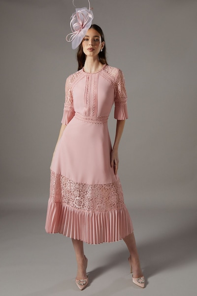 Coast Lace Insert Midi Dress Blush