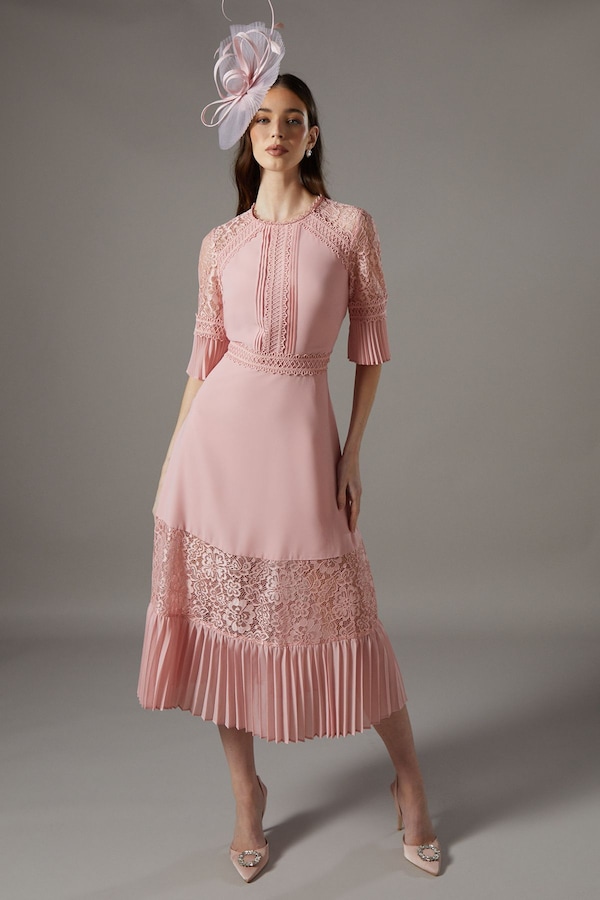 Coast Lace Insert Midi Dress Blush