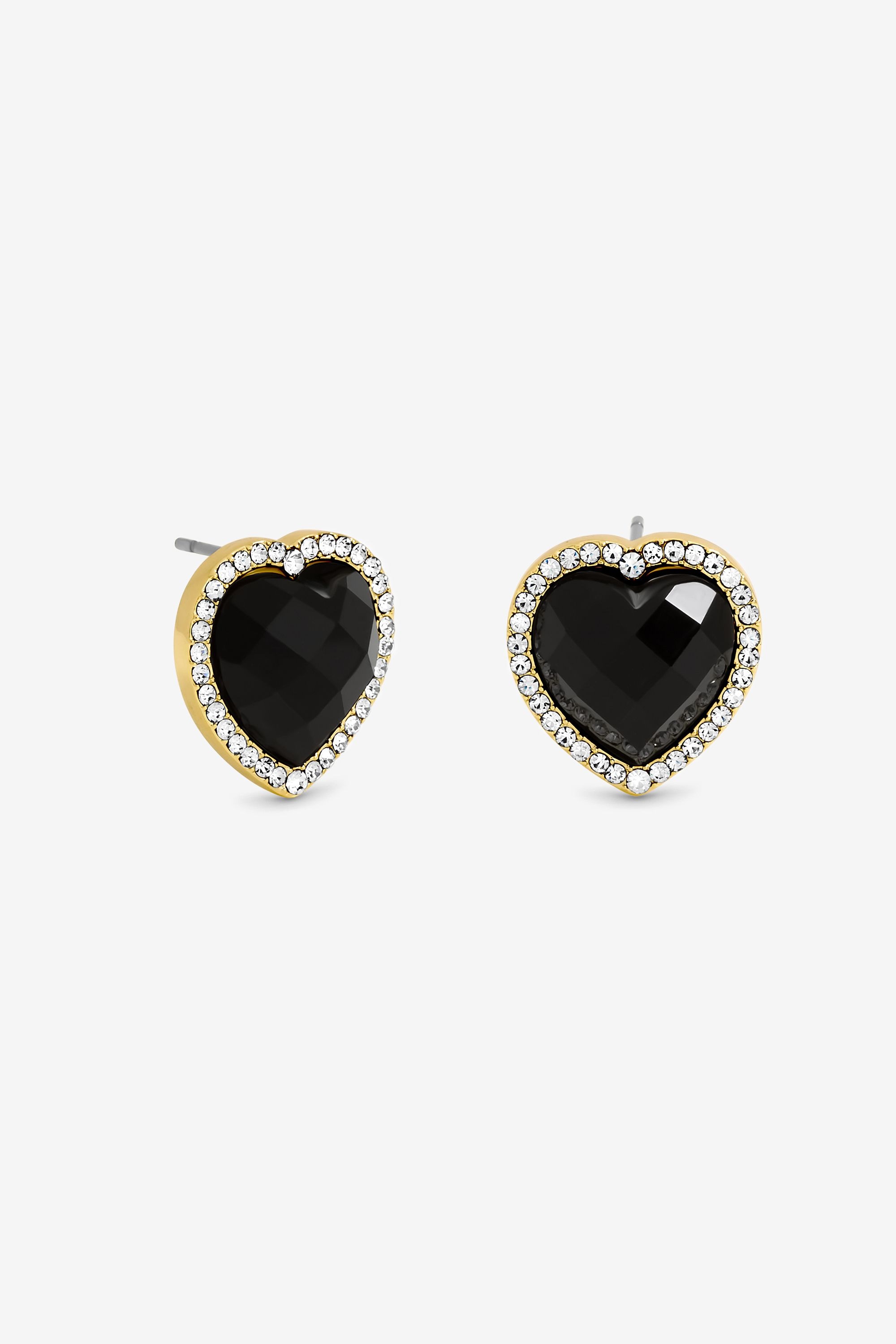 Jon Richard Gold Plated Crystal and Jet Heart Studs image 1
