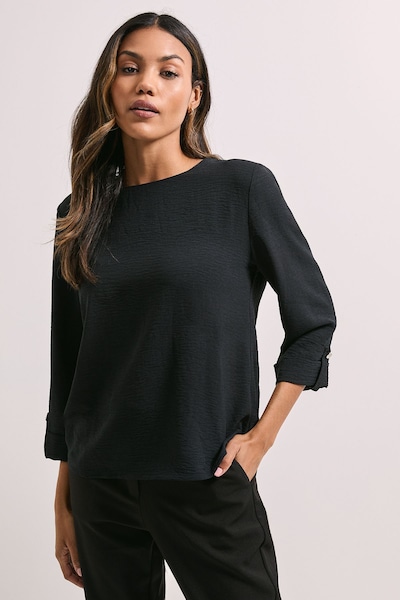 Dorothy Perkins 3/4 Roll Sleeve Blouse Black