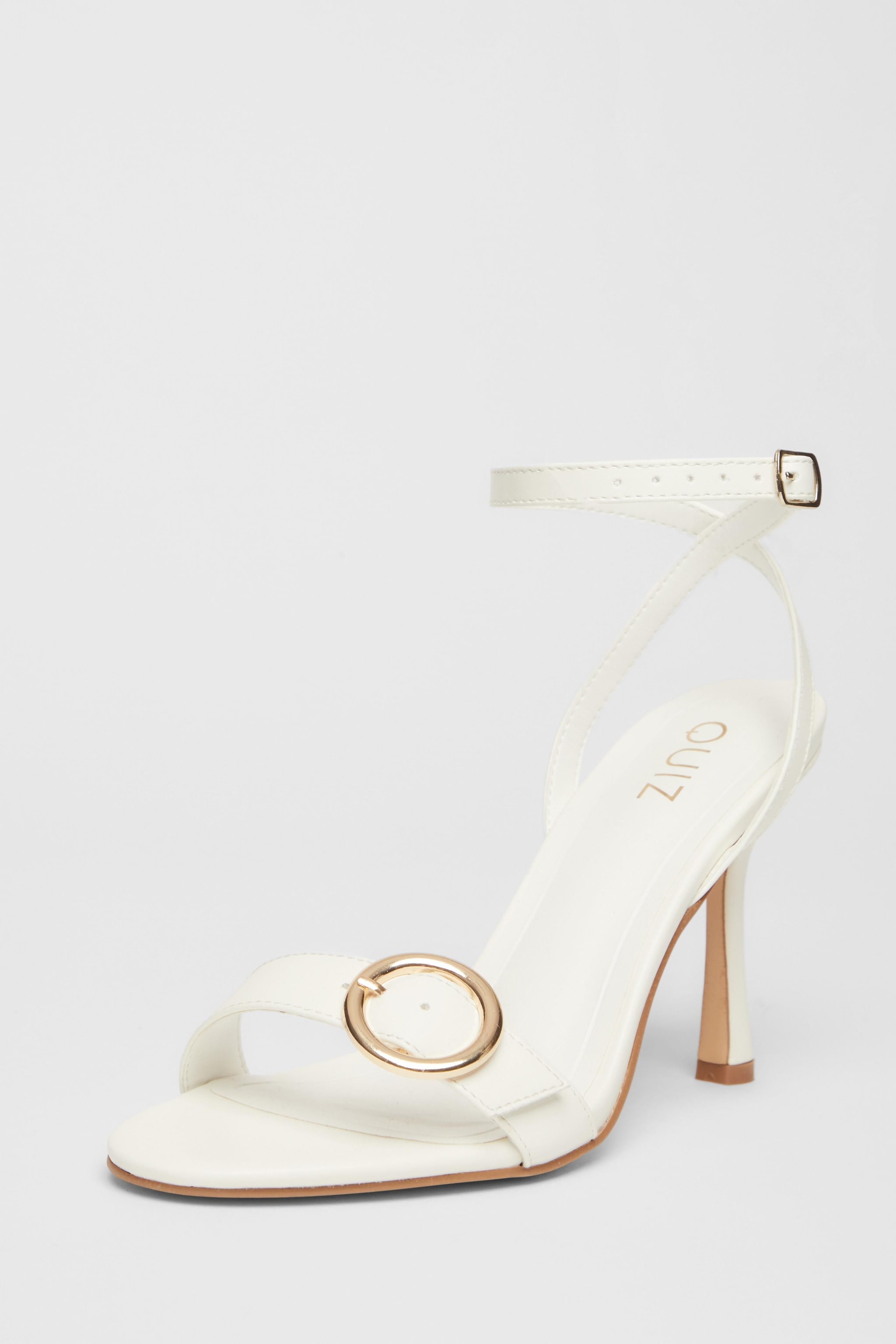 Quiz White Buckle Front Heels image 1