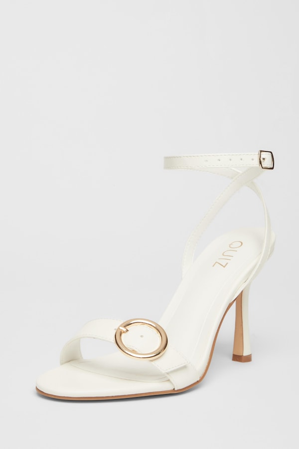 Quiz White Buckle Front Heels