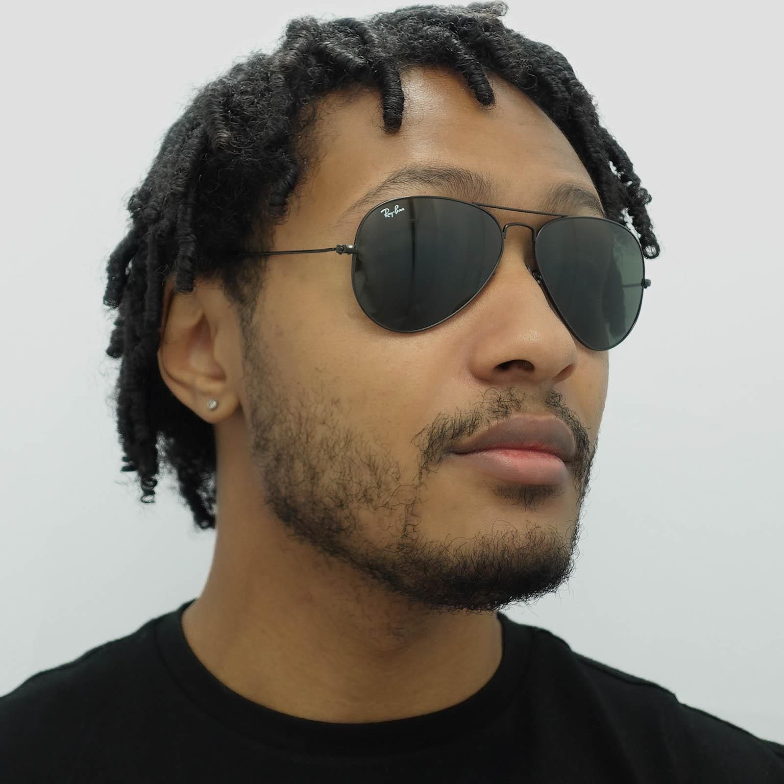 Ray-Ban Aviator Black Green Aviator 3025 Sunglasses image 8