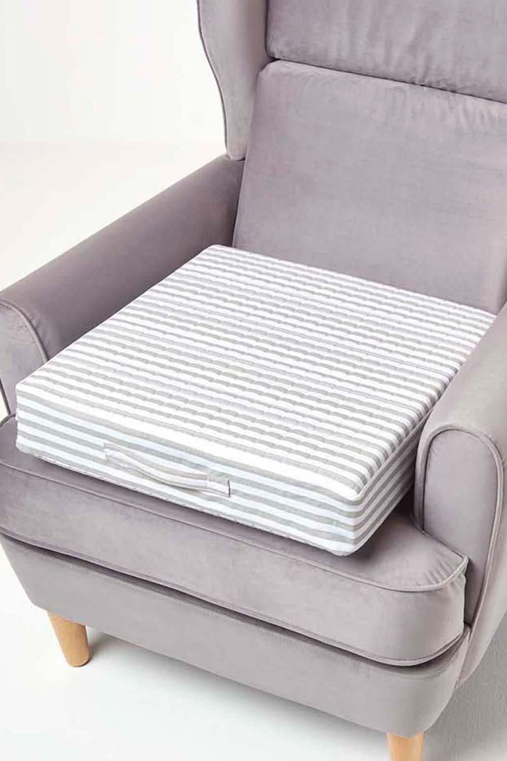 Homescapes Quilted Cotton Armchair Booster Cushion Cover image 2