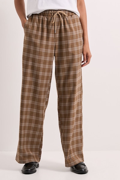 Dorothy Perkins Elasticated Waist Wide Leg Stripe Trouser Brown