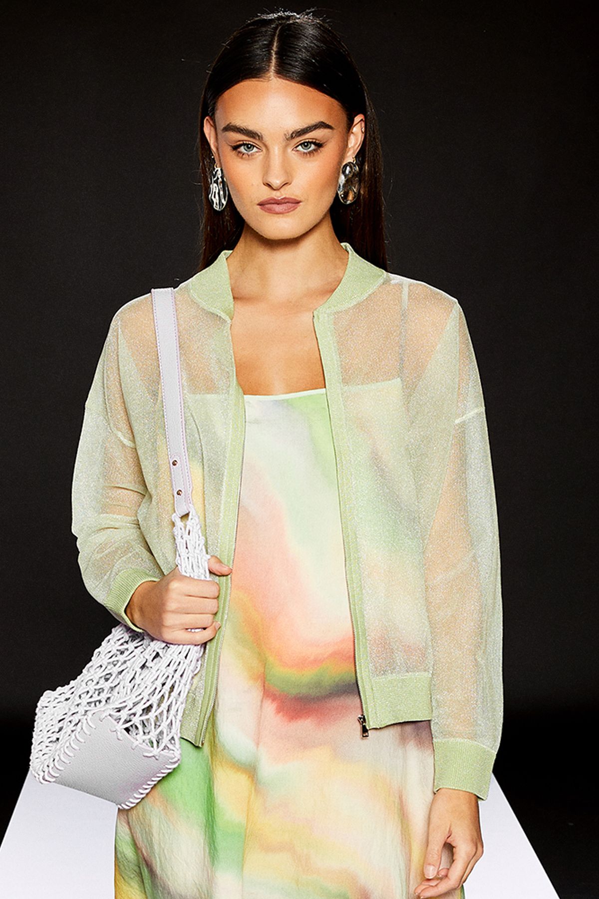 RUNWAY 1.8.1.8 Runway 1.8.1.8 Sheer Knitted Bomber Green