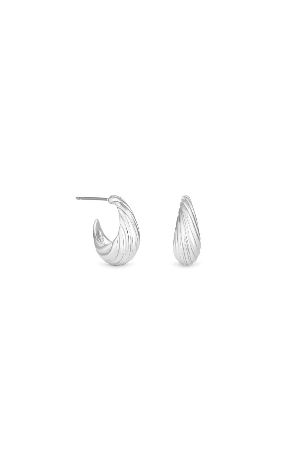 Inicio Silver Plated Textured Hoop Earrings - Gift Pouch image 1