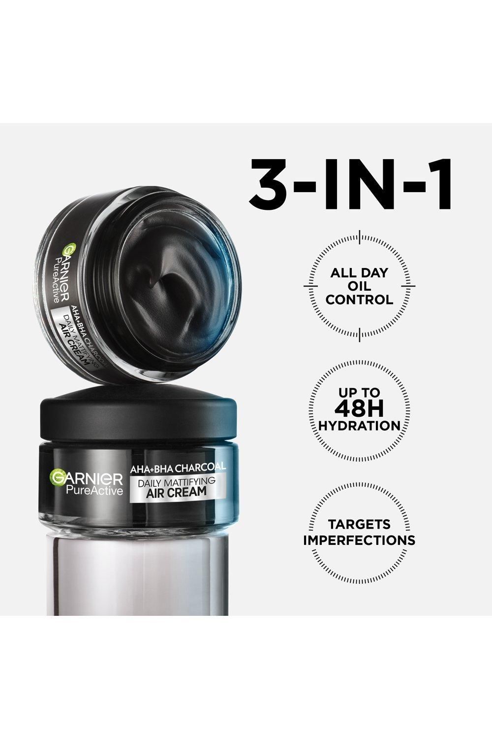 Garnier Pure Active AHA+BHA Charcoal Daily Mattifying Air Cream Multi image 2