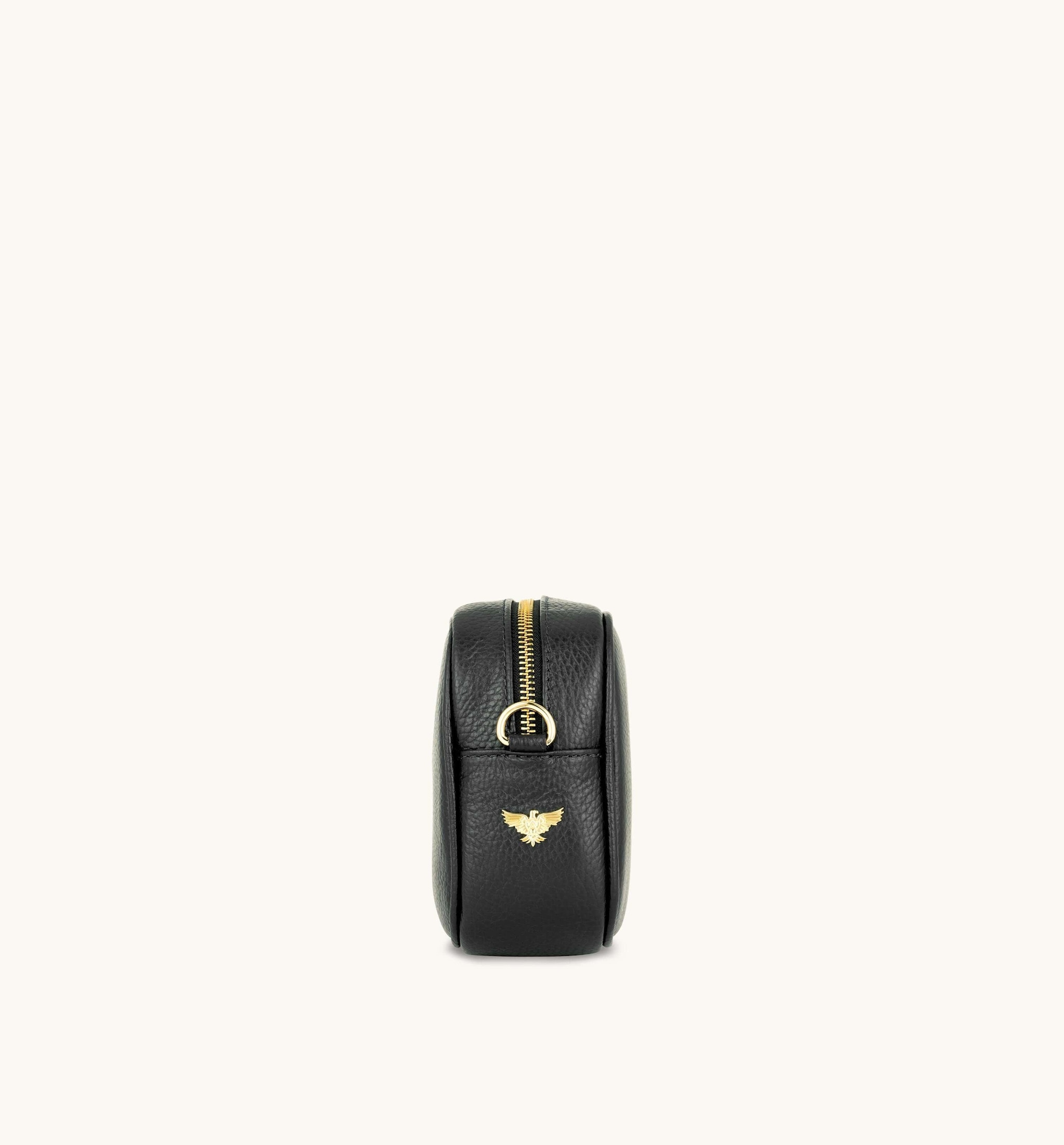 Apatchy London Black Leather Crossbody Bag With Tan Cheetah Strap image 3