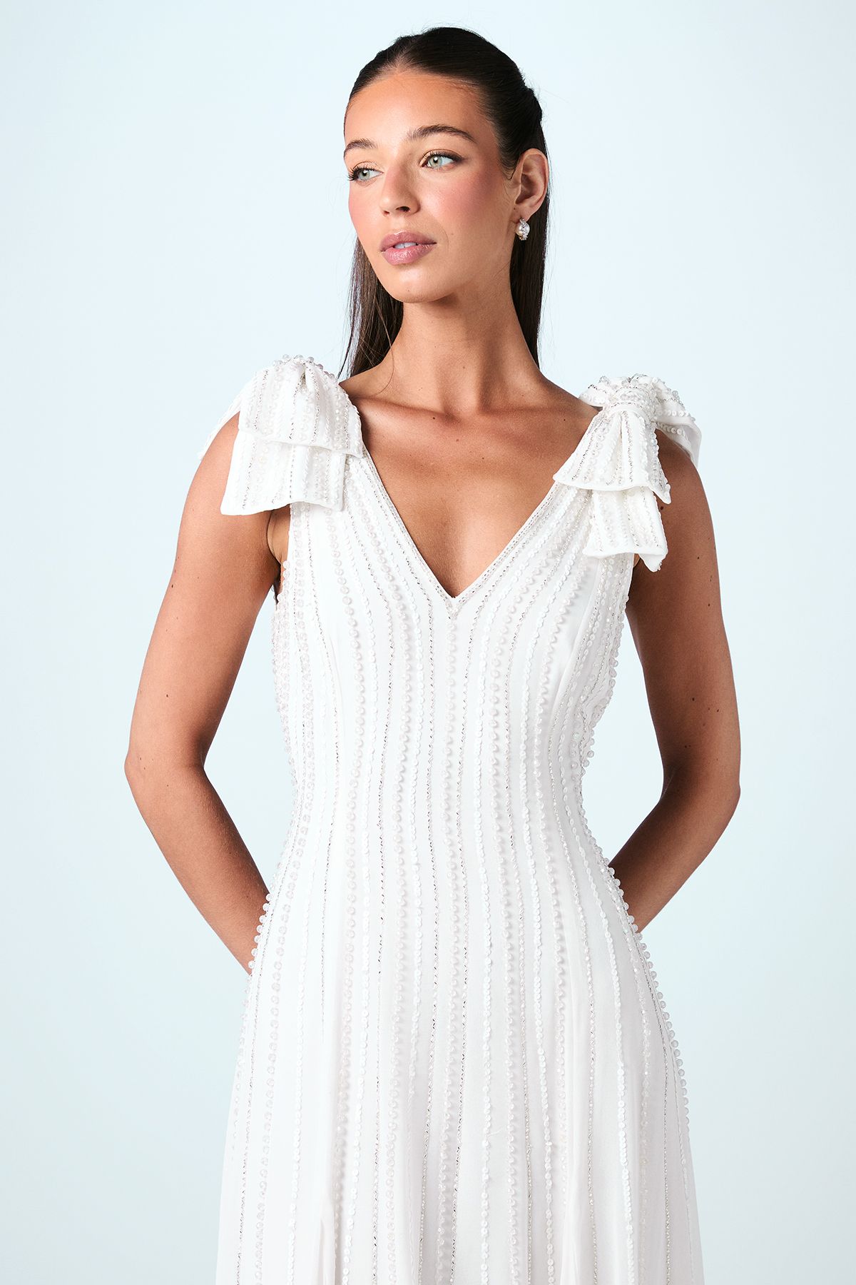 Coast Bow Shoulder Embellished Maxi Wedding Dress Ivory image 2