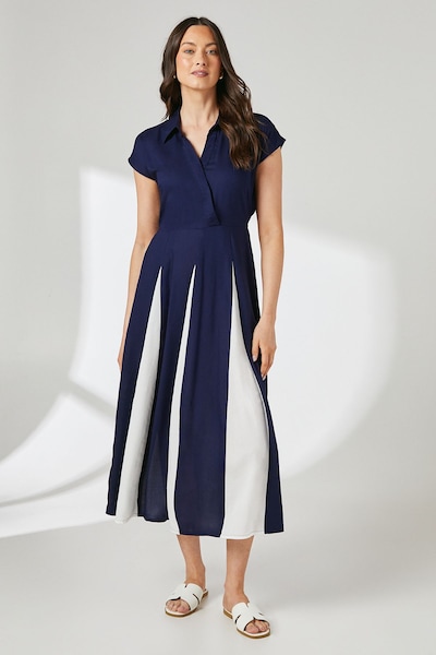 Principles Navy Contrast Detail Wrap Bodice Shirt Dress Navy