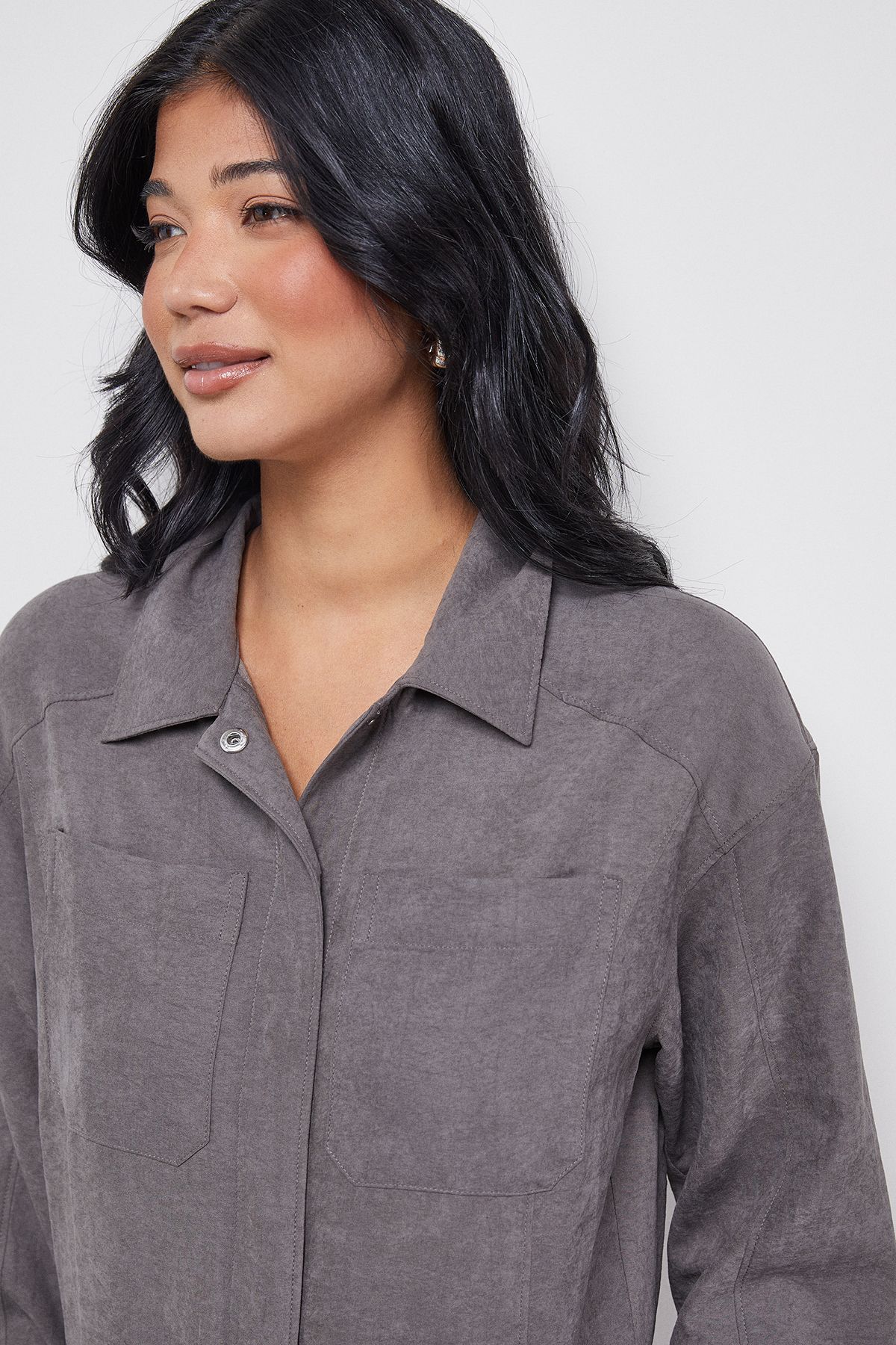 Warehouse Peach Satin Utility Boilersuit Jumpsuit Charcoal image 4