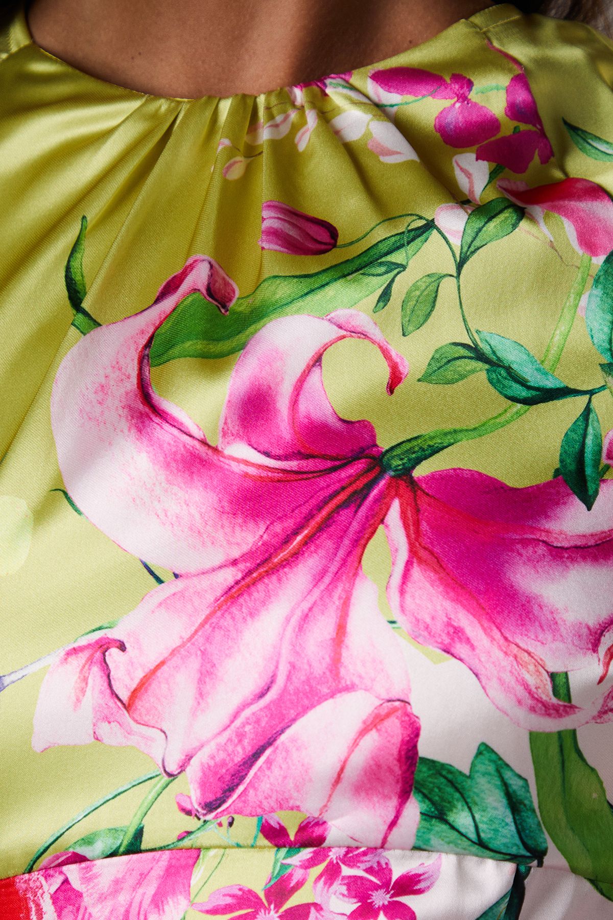 Coast Long Sleeve Satin Printed Maxi Dress Lime image 5