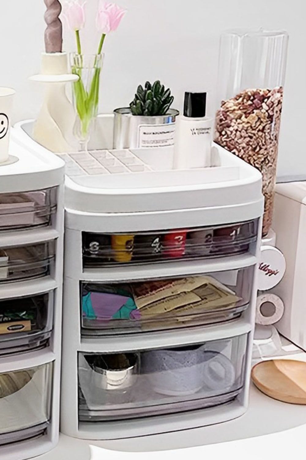 Living and Home 3 Tier Cosmetic Drawer Storage Trolley Mobile To Store Cosmetics Storage Box image 6